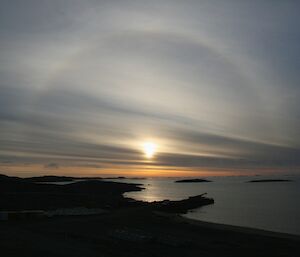 Sun setting over the wharf at the end of resupply