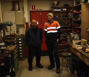 Colin and Simon in the electricins workshop