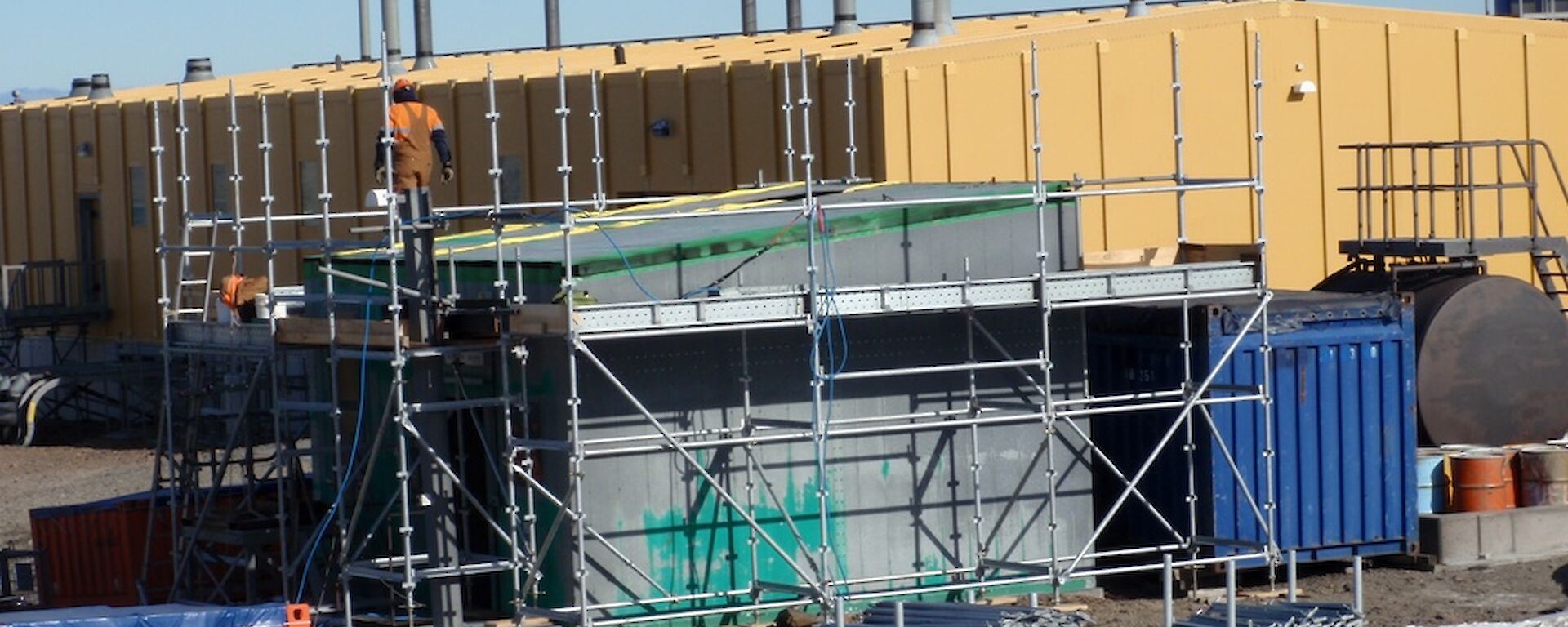 The incinerator building with the roof ready to be removed