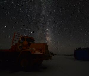 Star field above Mack truck