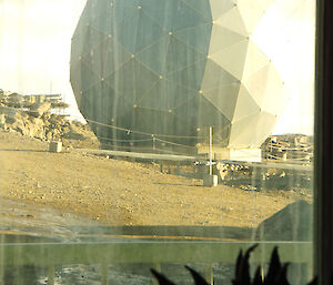 View of the ANARE satellite radome from the doctors office