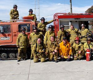 The ERT pose in front of a Hagg at Cambridge, Tasmania