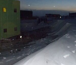 Large mound of snow blown in during the blizz