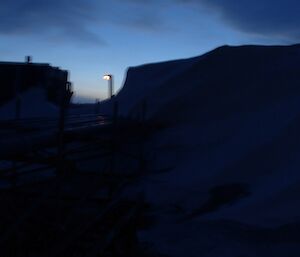 Silhouette of the station buildings during twilight