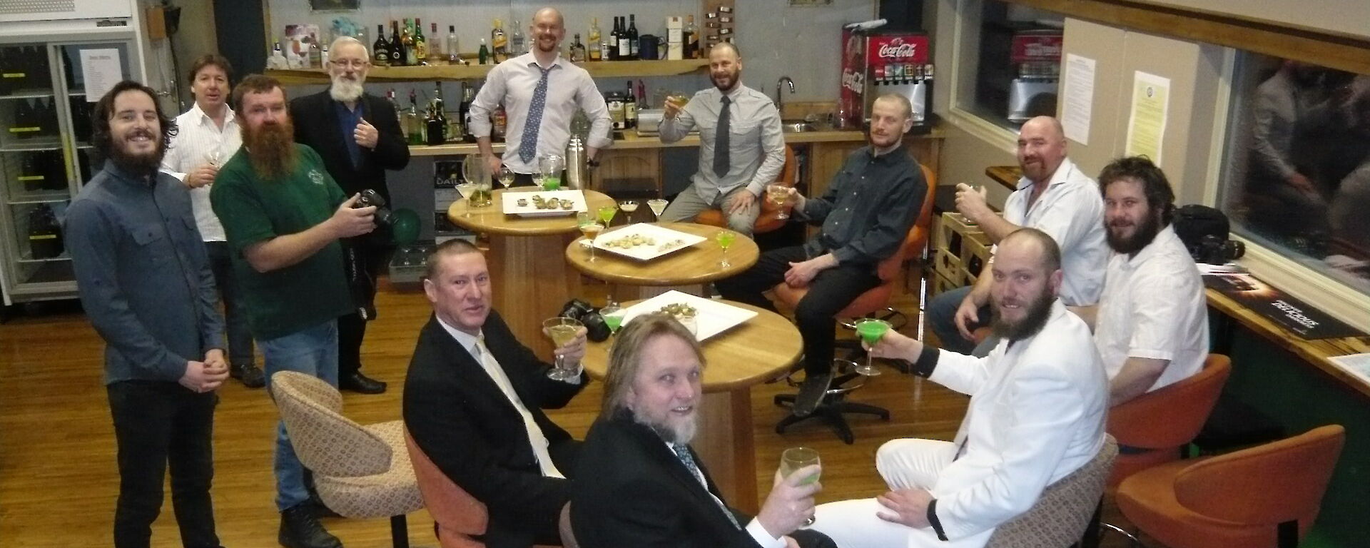 The winter crew gathers at Ninas for the pre-dinner drinks and nibbles