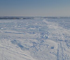 Looking across the ice plateau towards the Vestfold hills