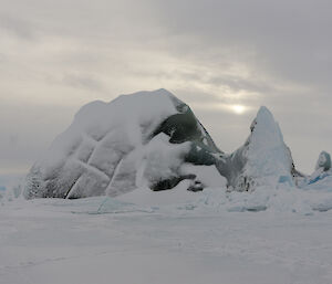 Jade berg on sea ice