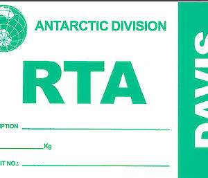 Shipping label showing RTA