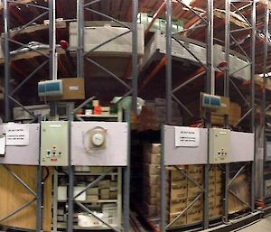 A fisheye view of the compactus racking in the Green Store