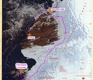 A print out of the route taken by the team over the five days