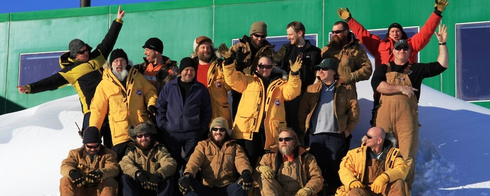 The Davis winter crew having some fun while attempting to get the official winter photo earlier in the season