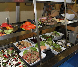 A photo of food available on the ship