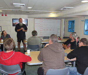 Expeditioners receiving training in the use of portable radio's