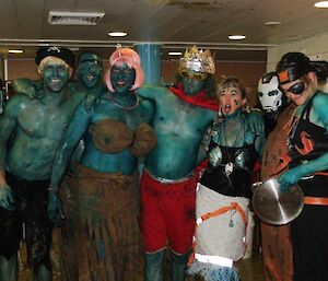 The crew dressed up as King Neptune for an Antarctic induction