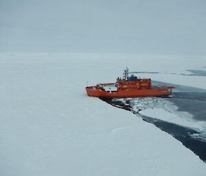 The Aurora Australis parked on the sea ice