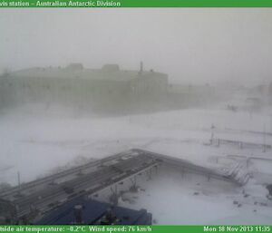 Davis engulfed in a blizzard as captured on the station web cam