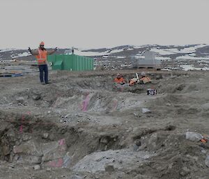 A photo of construction of the new helicopter hanger