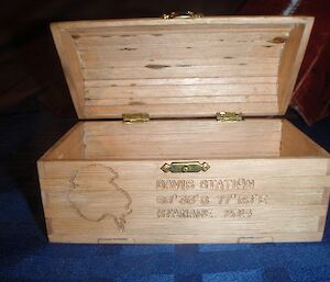 A small wooden box made at Davis
