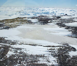 Aerial photo of frozen lake