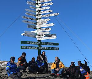 group photo of Indian and Australian expeditioners under the flag pole