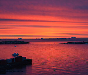 sunset over the bay at Davis