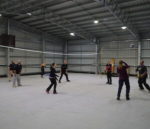 Group of expeditioners playing volleyball