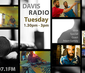 Promotional flyer for Davis radio station
