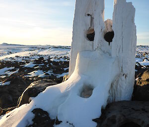 White wooden ice sculpture