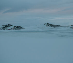 Lake covered in thick ice