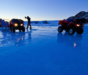 Smooth blue sea ice image taken in low light