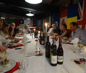 Expeditioners at the formal dinner table