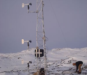 Large antenna six metres high, standing upright on solid ground