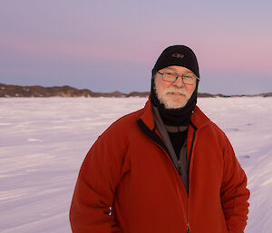 Expeditioner wearing a balaclava for warmth in the field