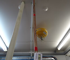 A thermometer inside the transmitter hut