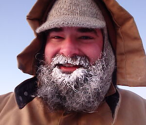 Expeditioner with a frozen beard