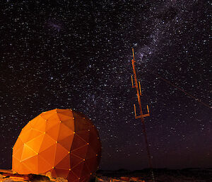 Station dome lit up stars in the sky