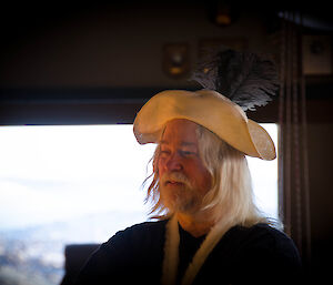 Expeditioner wearing a feathered hat