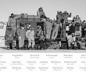 The official image of the 2014 winter team, standing on and alongside a Hägglunds