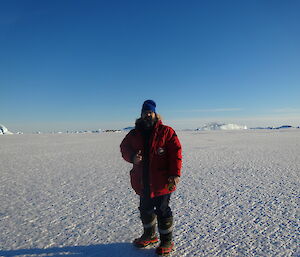 Expeditioner on the sea ice