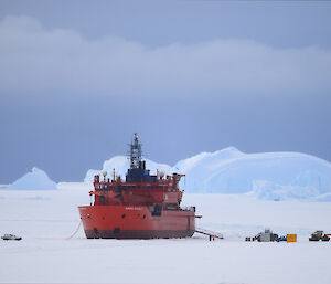 Aurora Australis parked up in the sea ice