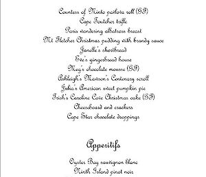 Christmas menu