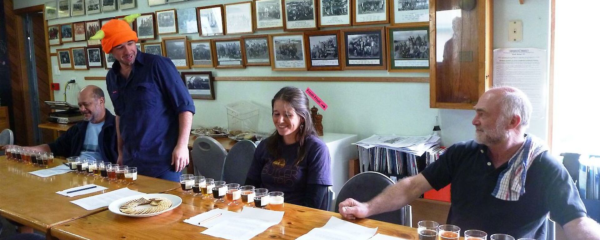 The judges are all lined up and ready to taste test the different brews
