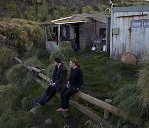 Jack and Dana relax at Green Gorge Hut