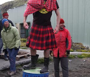 Peter K, up for his turn at haggis hurling