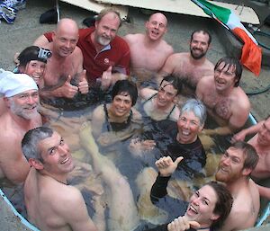 Swimmers relaxing in the spa.