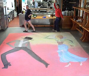 The dance floor, painted with a picture and all ready for the big night.