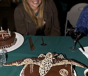 Jamie and her birthday cake.