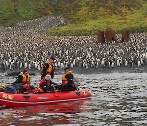 Off shore from the Lusitania Bay King Penguin colony and historic digestors