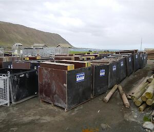 Bait storage pods disassembled for transport back to Australia