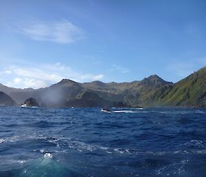 Riding the swells around the south end of the island